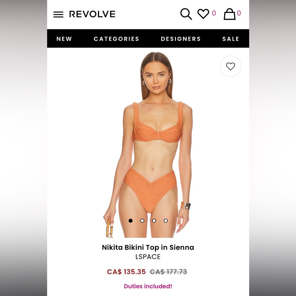 NWT L*Space Nikita top Seneca/Orange/Nude/Brown